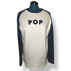 Pop Trading company Long Sleeved Blue & White Henley Tee Medium